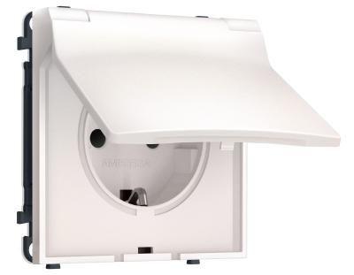 Комплект механизма электрической розетки SIGMA Жемчуг 50Hz 2P+E с/з с/ш и крышкой IP44 16A-250V QUANT PRO Ambrella Volt MS208010 (SP2080, PR141)
