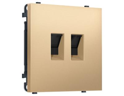 Комплект механизма компьютерной двойной розетки SIGMA Золото Мягкое касание RJ-45 Ambrella Volt MS892110 (SP8921, PR189)