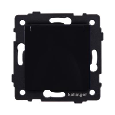 Розетка штепсельная SCHUKO 16A/250 В с крышкой, черный Kollinger REA-006BK для Aspekt, Eleganz, Reflex