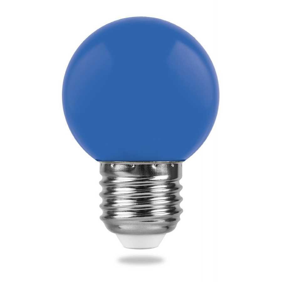 Лампа светодиодная Feron E27 1W Синий Шар Матовая LB-3725118