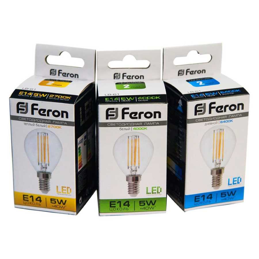 Лампа светодиодная филаментная Feron E14 5W 4000K прозрачная LB-61 25579