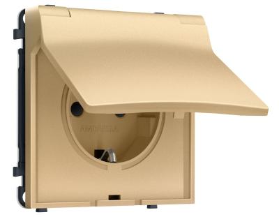 Комплект механизма электрической розетки SIGMA Золото Мягкое касание 50Hz 2P+E с/з с/ш и крышкой IP44 16A-250V QUANT PRO Ambrella Volt MS888010 (SP8880, PR141)