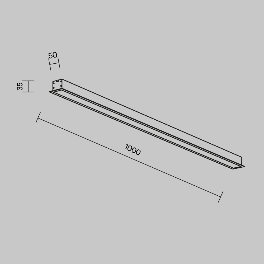 Линейный встраиваемый светильник Maytoni Technical 3000K 50x35 (Черный, 1 м) LL313011
