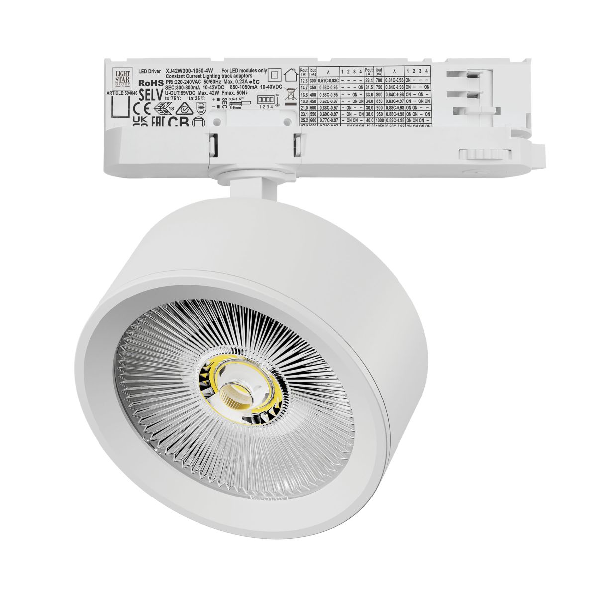 Трековый трехфазный светильник Quattro LED с адаптером Lightstar Alta Pro A5636QT