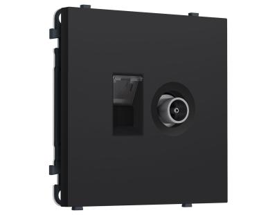 Комплект механизма розетки компьютерной + TV оконечной SIGMA Черный Мягкое касание RJ-45 CAT6/50-870MHz 1dB с/ш QUANT PRO Ambrella Volt MS992510 (SP9925, PR195)