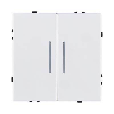 Выключатель 2-клавишный 10А/250В с LED подсветкой, белый глянцевый Kollinger Eclipse EC-010WG
