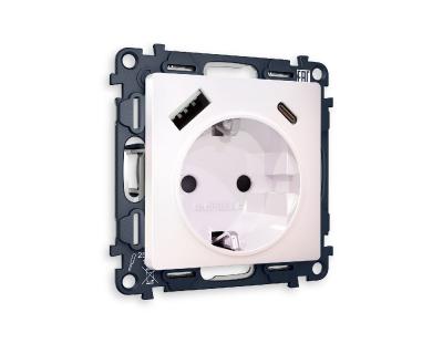 Комплект механизма розетки 2USB A+C 20W (быстрая зарядка) с/з Ambrella Volt Alfa MA210010