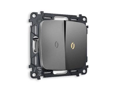Комплект механизма 2-кл выключателя с подсветкой Ambrella Volt Omega MO654010