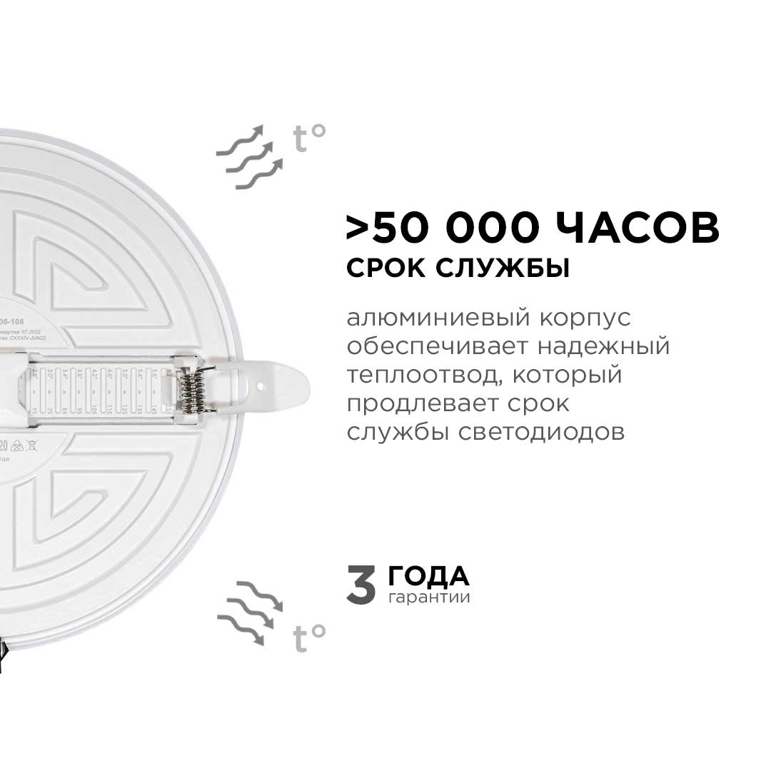 Встраиваемая светодиодная панель безрамочная Apeyron FLP 06-108