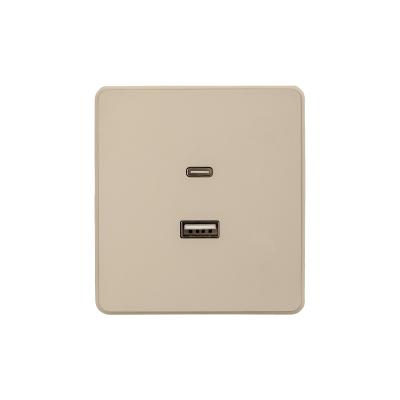 Розетка ROUND USB-A+Type-C 3А с функцией быстрой зарядки шелк KRANZ KR-78-0734-7