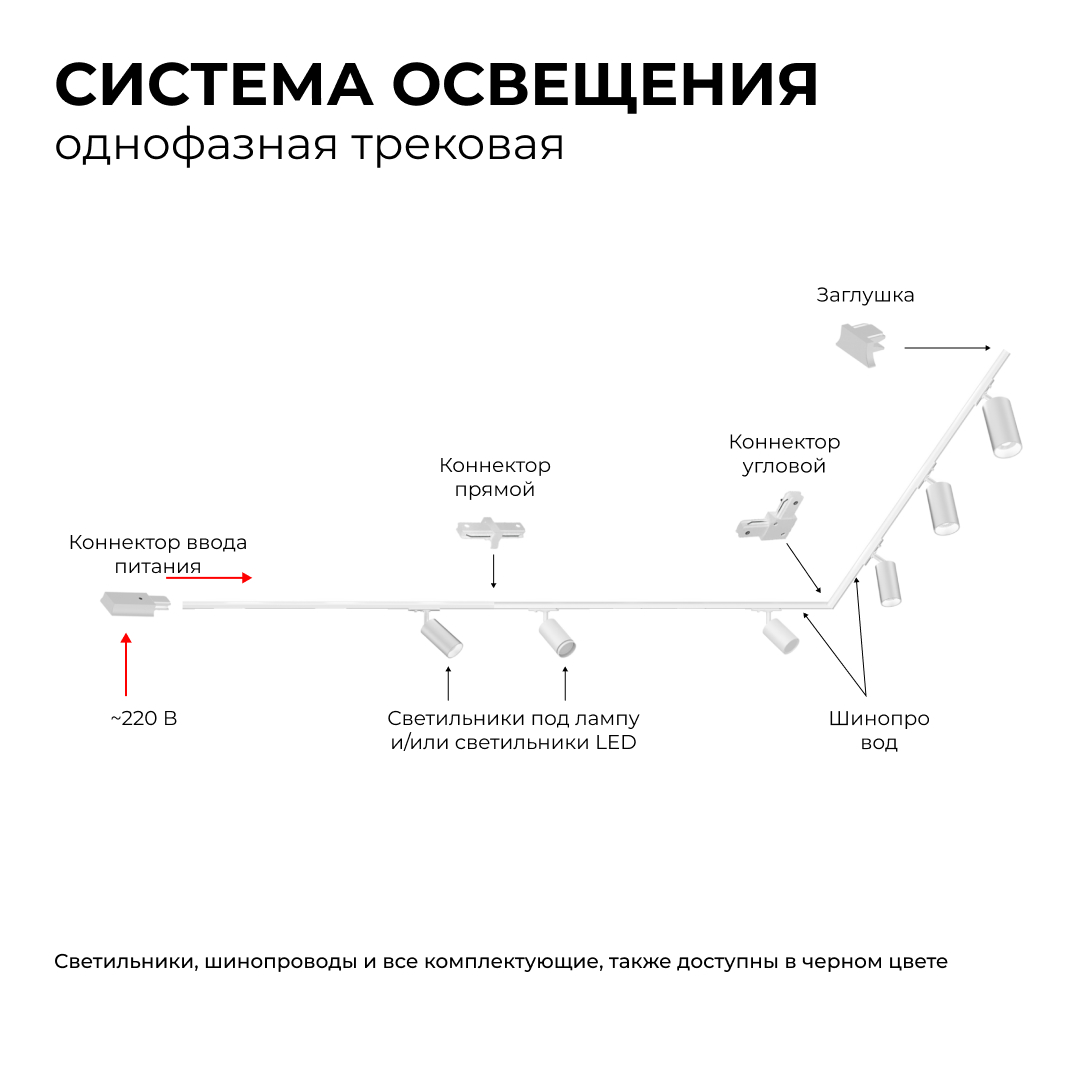 Трековый однофазный светильник Apeyron 16-77