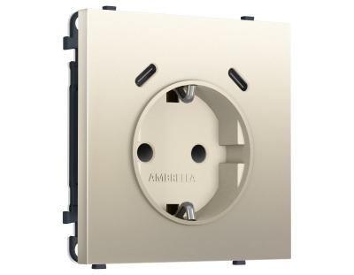 Комплект механизма электрической розетки SIGMA Шёлк 2USB С+C 20W Ambrella Volt MS550510 (SP5505, PR165)