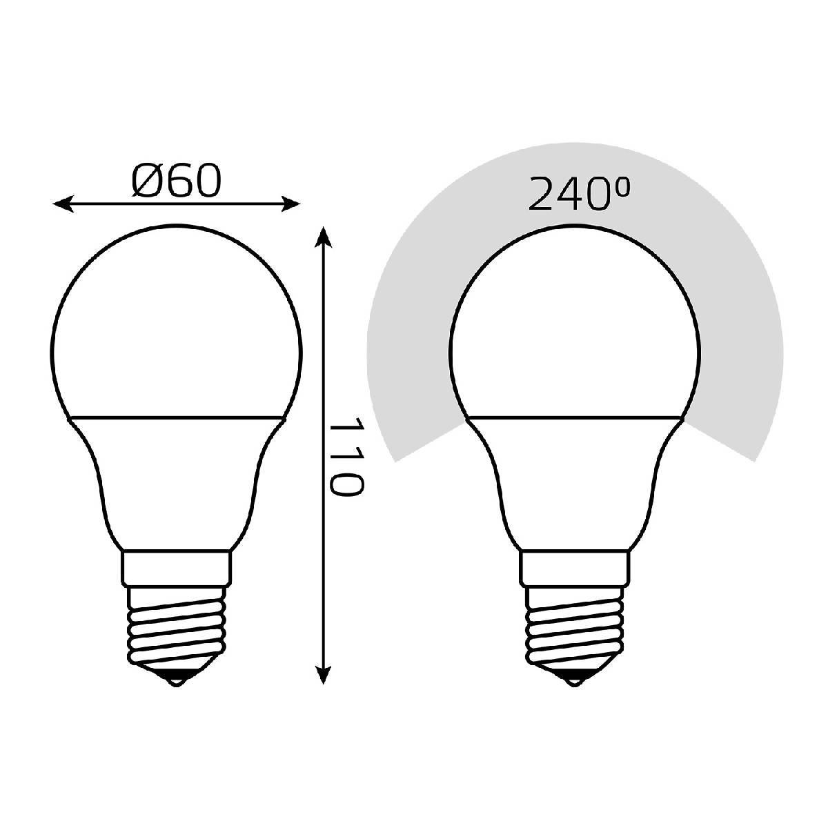 Лампа светодиодная диммируемая Gauss E27 11W 6500К груша матовая 102502311-D