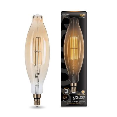 Лампа светодиодная филаментная Gauss E27 8W 2400K золотая 155802008 Лампа светодиодная филаментная Gauss E27 8W 2400K золотая 155802008