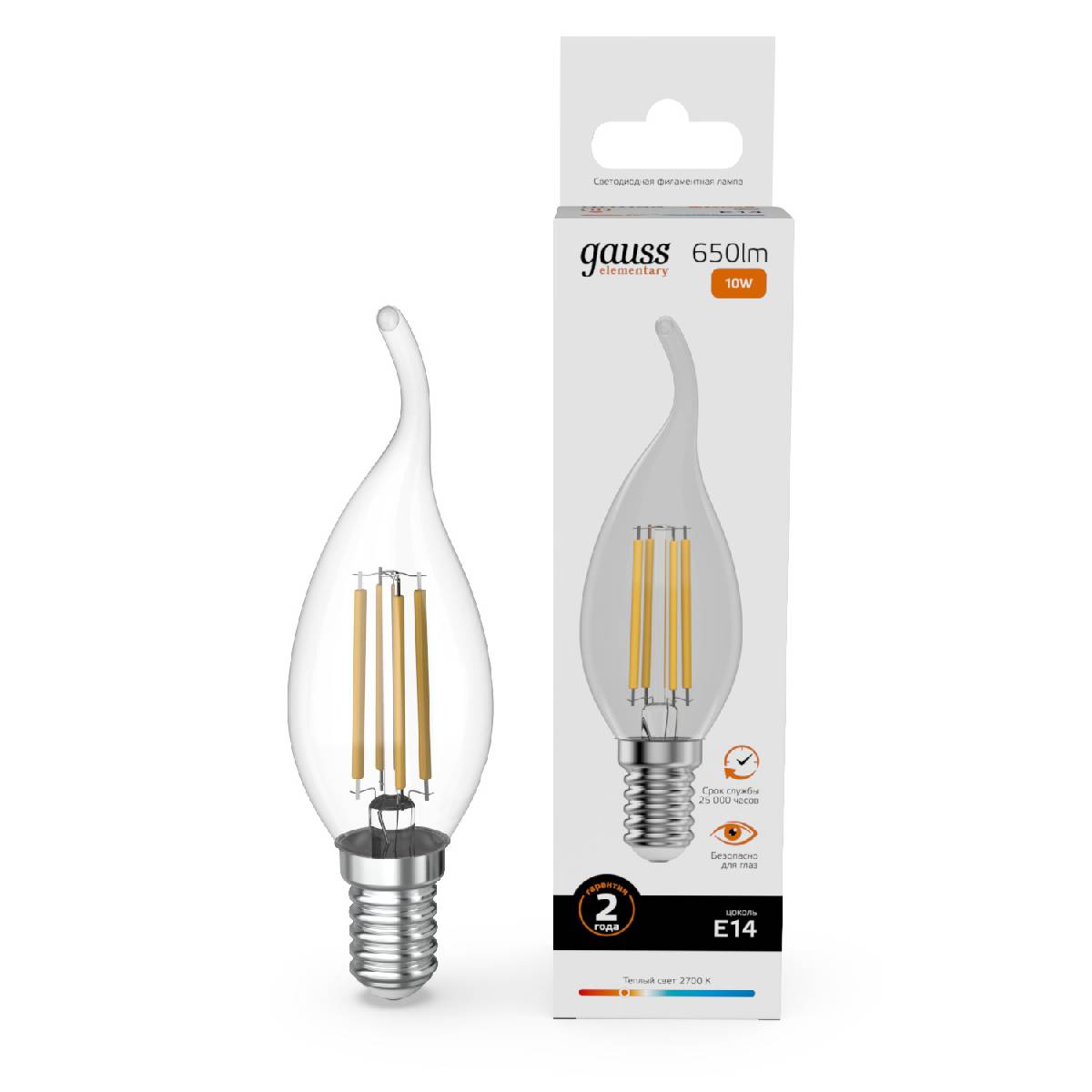 Лампа светодиодная Gauss Filament Elementary E14 10W 2700K 42110