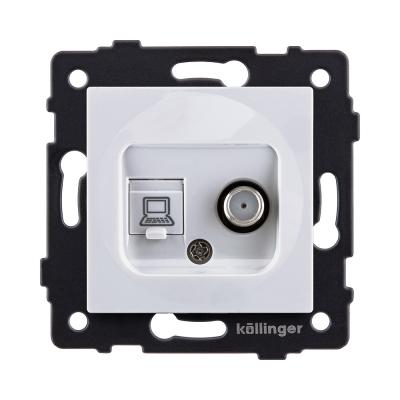 Розетка двойная спутниковая SAT + RJ45 Cat.6, белый Kollinger REA-014WH для Aspekt, Eleganz, Reflex