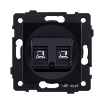 Розетка двойная Ethernet RJ45 Cat.6, черный Kollinger REA-019BK для Aspekt, Eleganz, Reflex