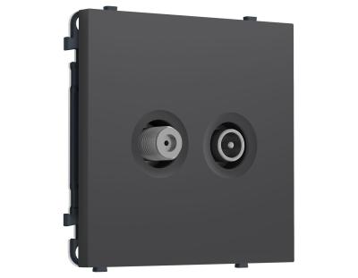 Комплект механизма розетки TV оконечной + SAT SIGMA Графит Мягкое касание 5-862MHz 3.5dB/950-2150MHz 3.8dB QUANT PRO Ambrella Volt MS913310 (SP9133, PR217)