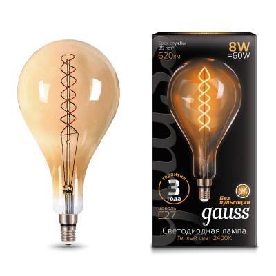 Лампа светодиодная филаментная Gauss E27 8W 2400K золотая 150802008 Лампа светодиодная филаментная Gauss E27 8W 2400K золотая 150802008