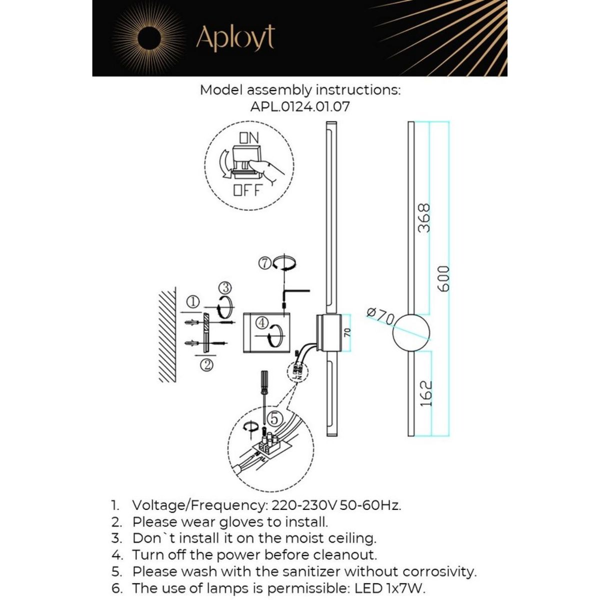 Настенный светильник Aployt Gabi APL.0124.01.07