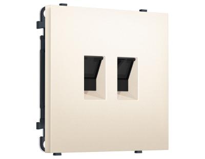 Комплект механизма компьютерной двойной розетки SIGMA Жемчужно-кремовый RJ-45 Ambrella Volt MS252110 (SP2521, PR189)