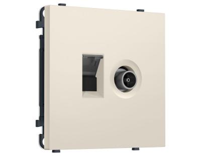 Комплект механизма розетки компьютерной + TV оконечной SIGMA Бежевый матовый RJ-45 Ambrella Volt MS332510 (SP3325, PR195)