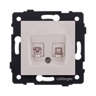 Розетка двойная RJ11 + RJ45 Cat.6, кашемир матовый Kollinger REA-011CM для Aspekt, Eleganz, Reflex