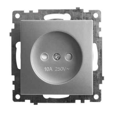 Розетка 2P+PE Stekker Катрин со шторками серебро GLS10-7109-03 39581