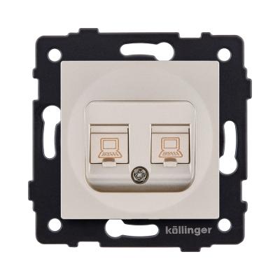 Розетка двойная Ethernet RJ45 Cat.6, золотой Kollinger REA-019GD для Aspekt, Eleganz, Reflex