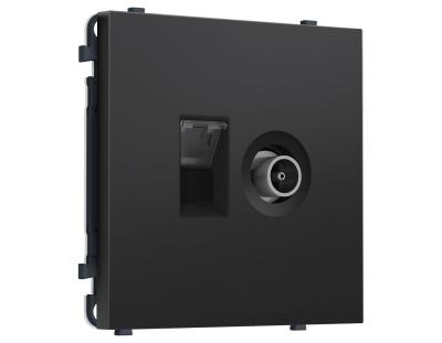 Комплект механизма розетки компьютерной + TV оконечной SIGMA Черный матовый RJ-45 Ambrella Volt MS812510 (SP8125, PR195)
