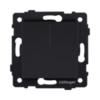 Выключатель 2-клавишный 10А/250В, черный матовый Kollinger REA-S-007BM для Aspekt, Eleganz, Reflex