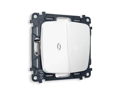 Комплект механизма 2-кл выключателя с подсветкой Ambrella Volt Omega MO124015
