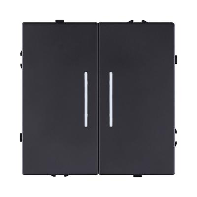 Выключатель 2-клавишный 10А/250В с LED подсветкой, черный матовый Kollinger Eclipse EC-010BK