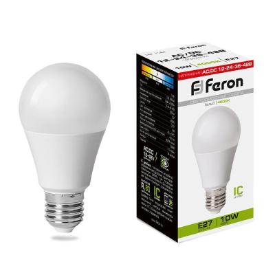 Лампа светодиодная низковольтная Feron E27 10W 4000K матовая LB-192 38265