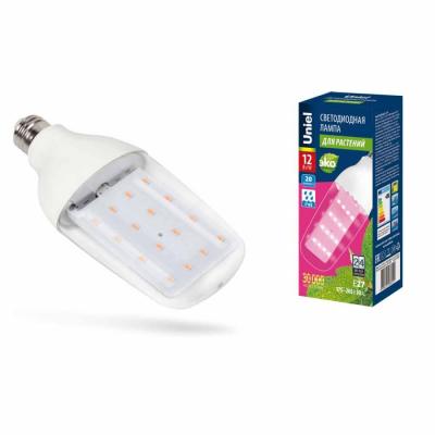 Лампа светодиодная для растений (UL-00007647) Uniel E27 12W прозрачная LED-B82-12W/SPBR/E27/CL PLP33WH