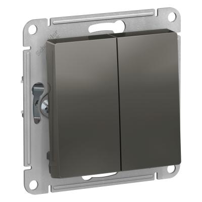 Переключатель 2-клавишный сх.6, 10АХ Systeme Electric AtlasDesign Сталь ATN000965