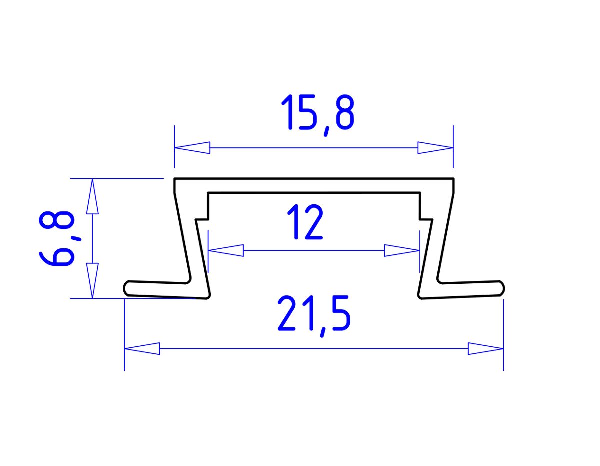 Алюминиевый встраиваемый профиль Ambrella Light Alum Profile GP1001BK/BK
