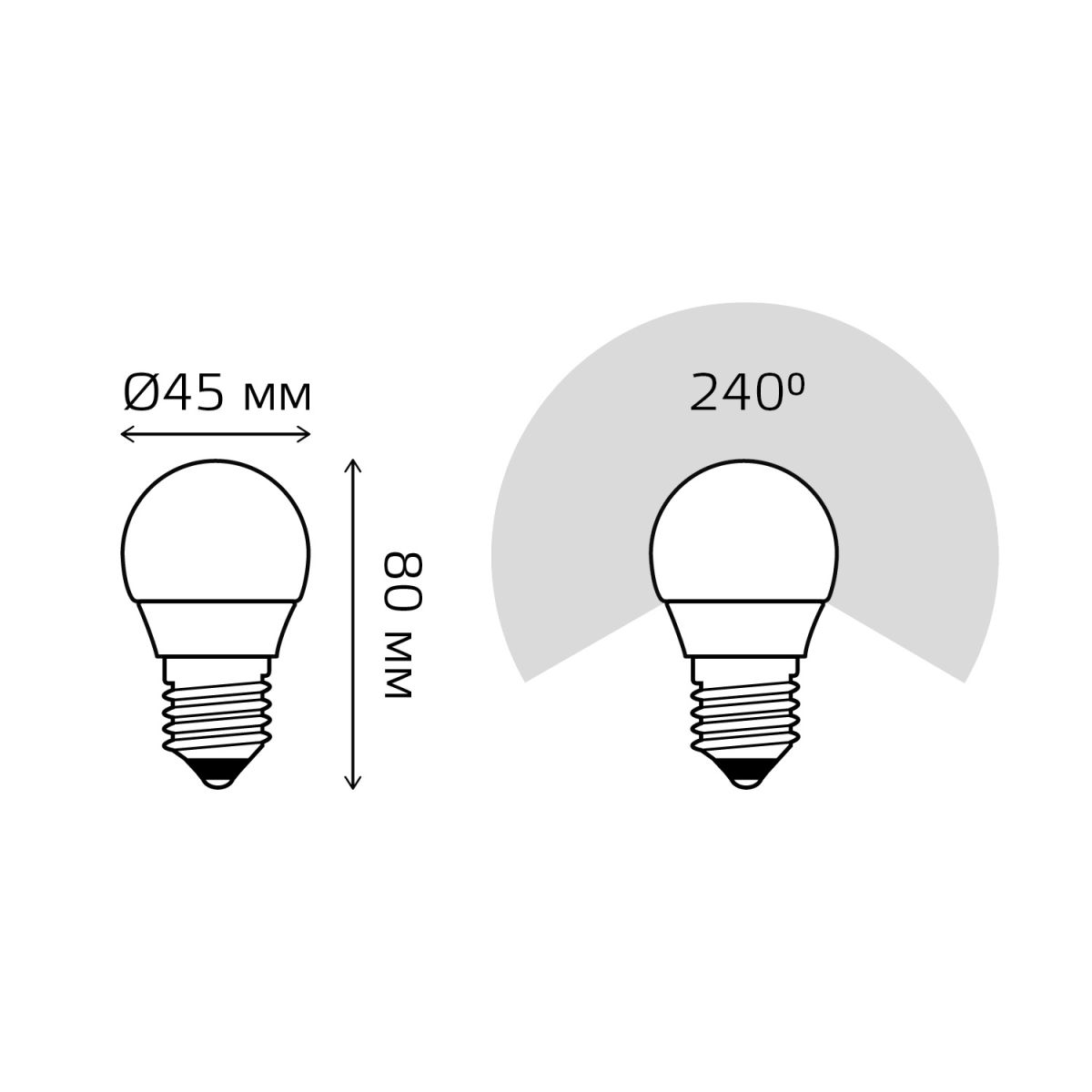 Лампа светодиодная Gauss Basic E27 5,5W 3000K шар белый 30532162