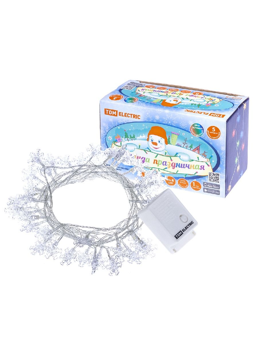 Светодиодная гирлянда TDM Electric Снежинки 250V разноцветная 8 режимов SQ0361-0047