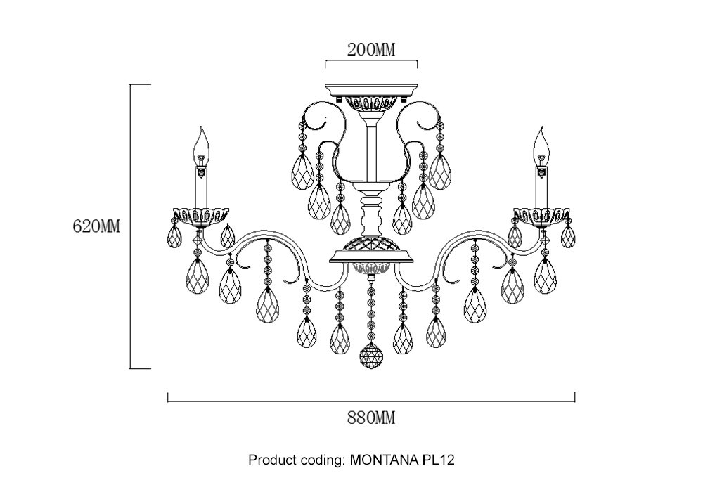 Люстра на штанге Crystal Lux MONTANA PL12