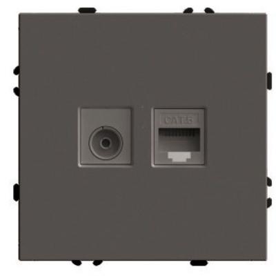 Розетка TV + компьютерная RJ-45 (механизм) Stekker Эмили RST00-5106-09 антрацит soft touch