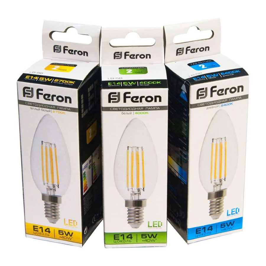 Лампа светодиодная филаментная Feron E14 5W 4000K Свеча Прозрачная LB-58 25573
