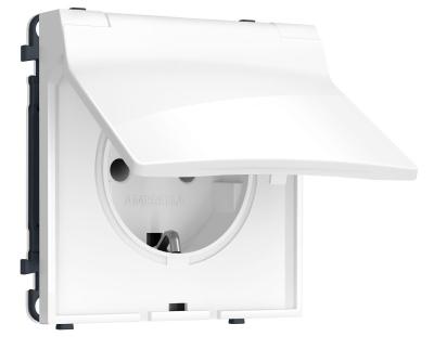 Комплект механизма электрической розетки SIGMA Белый глянец 50Hz 2P+E с/з с/ш и крышкой IP44 16A-250V QUANT PRO Ambrella Volt MS108010 (SP1080, PR141)