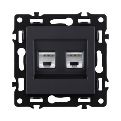 Розетка двойная Ethernet RJ45 Cat.6, черный Kollinger Asthetik AS-018BK