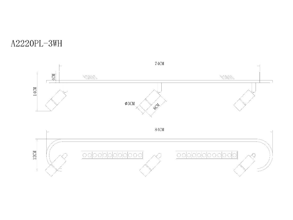 Спот Arte Lamp Pisces A2220PL-3WH