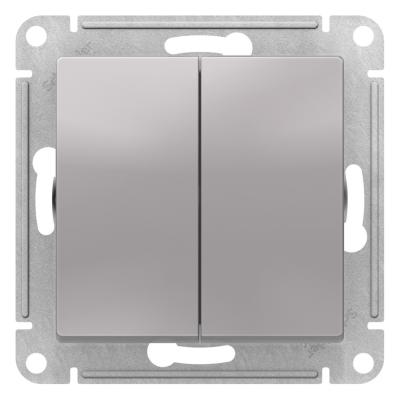 Переключатель 2-клавишный перекрестный, 2 x сх. 7, 10АХ, Systeme Electric AtlasDesign Алюминий ATN000373