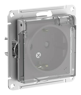 Розетка с/з со шторками с прозрач. крышк, 16А,IP44, мех Systeme Electric AtlasDesign Aqua Алюминий ATN440346