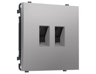 Комплект механизма компьютерной двойной розетки SIGMA Сталь матовый RJ-45 Ambrella Volt MS512110 (SP5121, PR189)