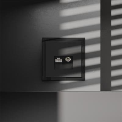 Розетка телевизионная встраиваемая Voltum S70 TV+RJ45 кат. 6, (черный матовый) VLS060708