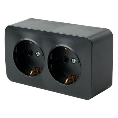 Розетка двойная 2P+PE Stekker София черный матовый MST16-12-05 49498 Розетка двойная 2P+PE Stekker София черный матовый MST16-12-05 49498